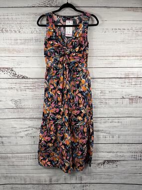French Connection Dress Women's Small Multicolor Twist Front Floral Sleeveless